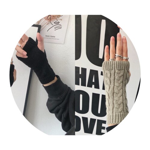 Knitted gloves for women autumn and winter fingerless gloves men's wrist warm half-finger woolen gloves solid color fake sleeves for student couples