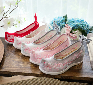 Chou Feng Tian Lian Charming Impatiens High-heeled Hanfu Shoes Antique Embroidered Shoes Han Elements Women's Shoes Inner Height Arch Shoes