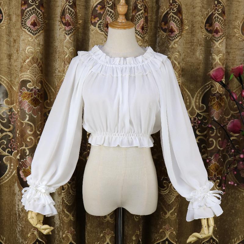 Spring and Summer New lolita Chiffon Loose Base Shirt jsk Ji Sleeve Inner Soft Girl Long Sleeve Top Shirt Spring and Summer New lolita Chiffon Loose Base Shirt jsk Ji Sleeve Inner Soft Girl Long Sleeve Top Shirt