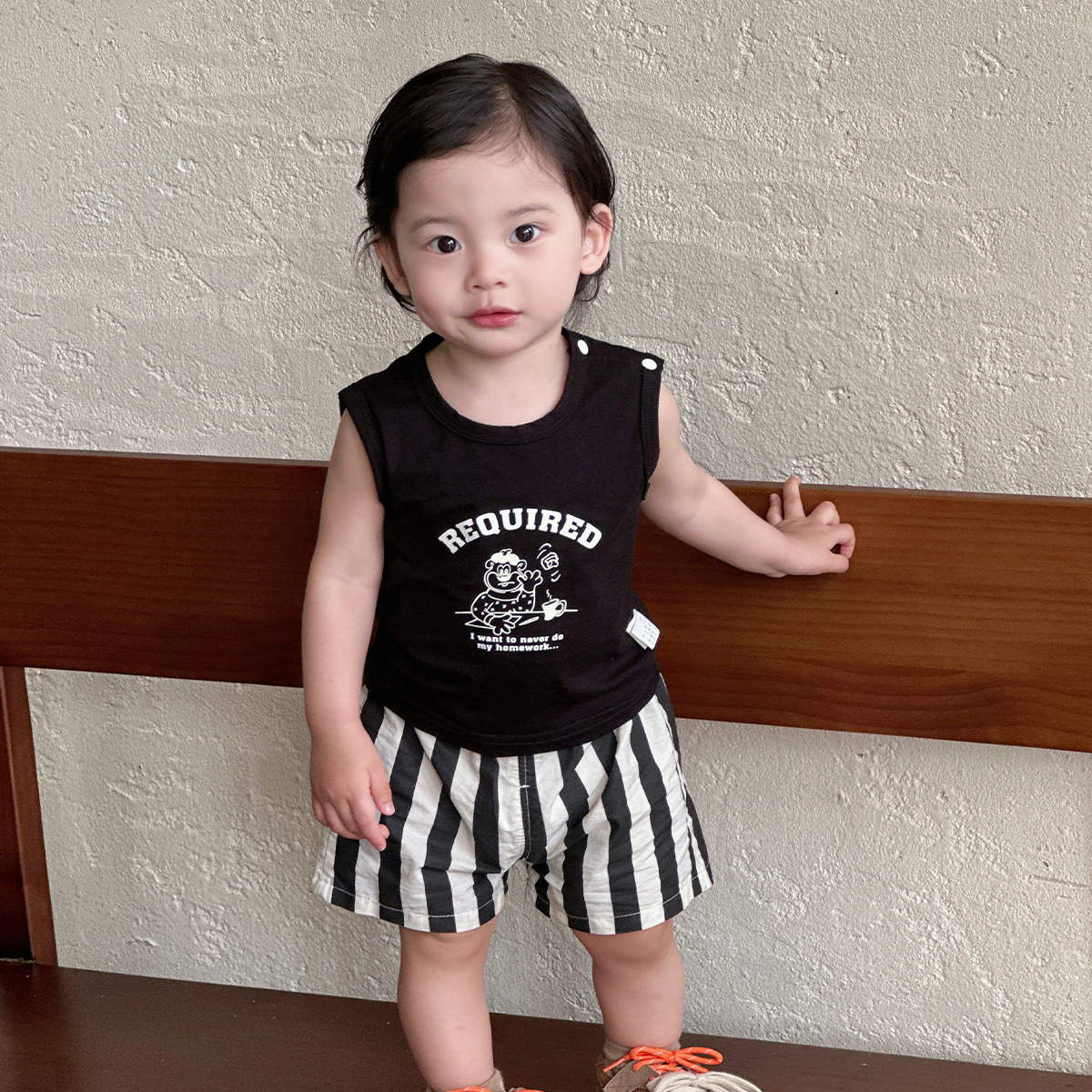 Ropa de verano para bebés Youhe verano nuevo estilo ligero recién nacido traje coreano chaleco pantalones cortos a rayas traje de dos piezas