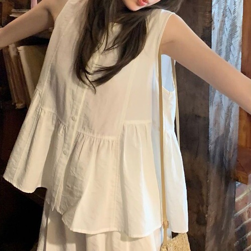New K-Pop Style Sweet and Youthful Babydoll Dress Pants Set Women's Summer High-End Top and Bottom Two-Piece Set