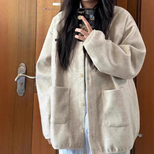 美式复古针织夹克卫衣外套女春秋季新款棒球服薄款外搭开衫高级感