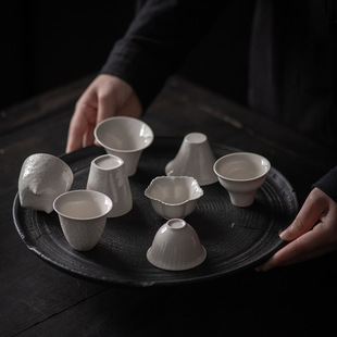 Retro Grass Ash Glaze Tea Cup Handmade Ceramic Master Cup Japanese Style Household Kung Fu Tea Set Fragrance Tea Cup Tea Cup