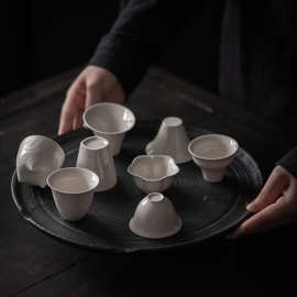 复古草木灰釉茶杯手工陶瓷主人杯日式家用功夫茶具闻香品茗杯茶盏