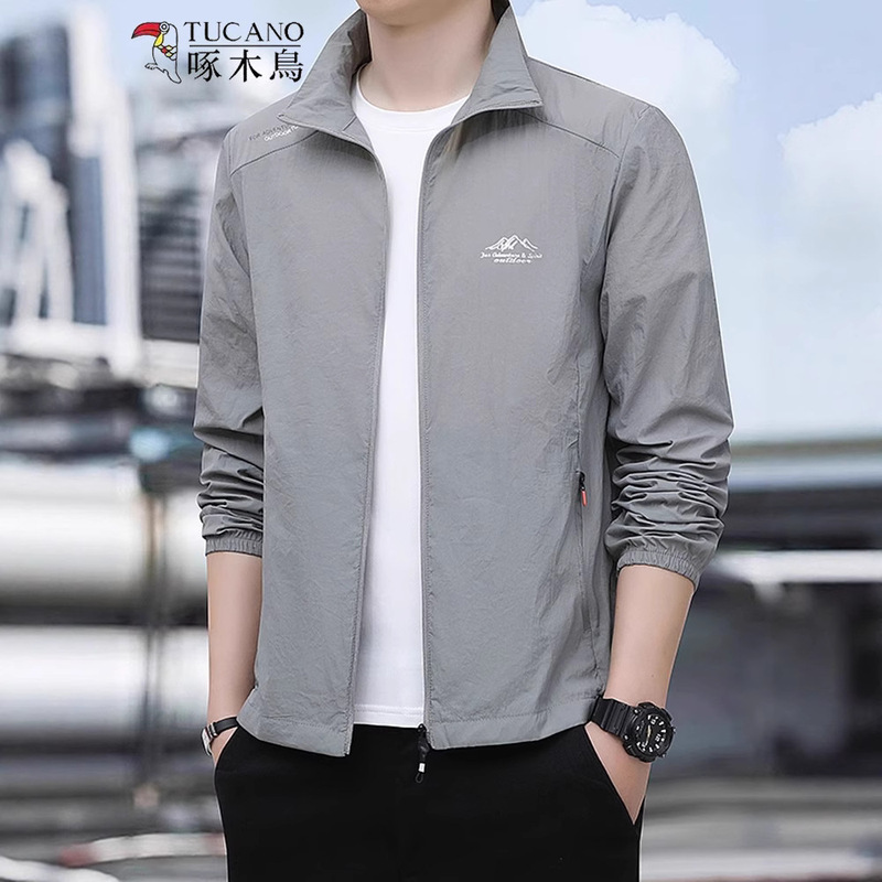 Woodpecker Sunscreen Clothing Men's Summer Ice Silk Thin Anti-ultraviolet Breathable Casual Sunscreen Clothing Outdoor Fishing Jacket