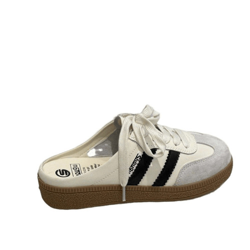 Baotou Half Slipper Women Summer Korean Version Color Block Flat Heel Lazy Shoes Casual Slip On Training Shoes Women