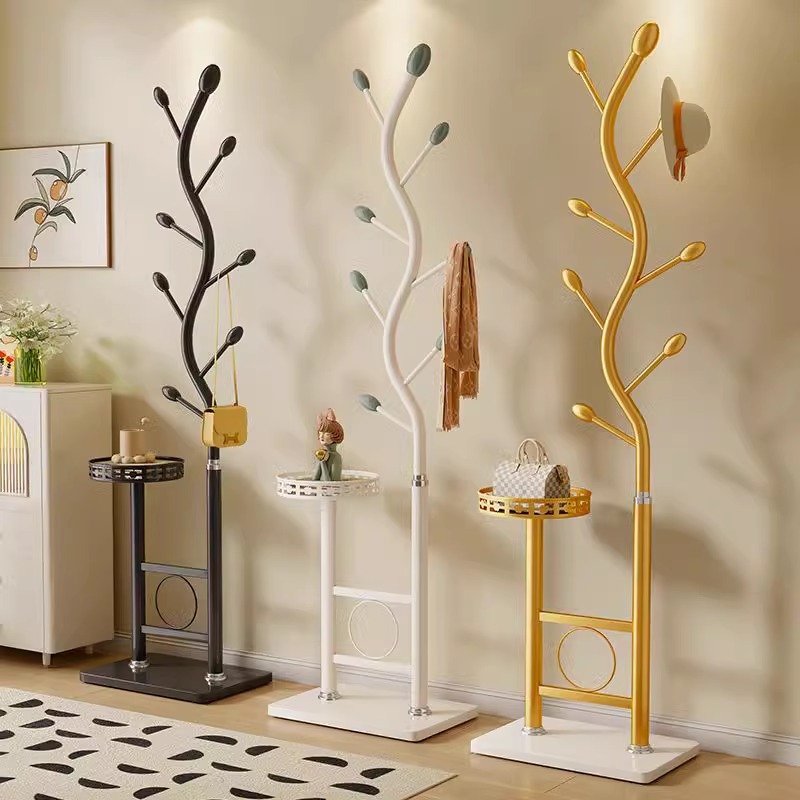 가벼운 고급 바닥 걸이 보관 랙 침실 이동식 의류 선반 거실 철 코트 랙 백 랙