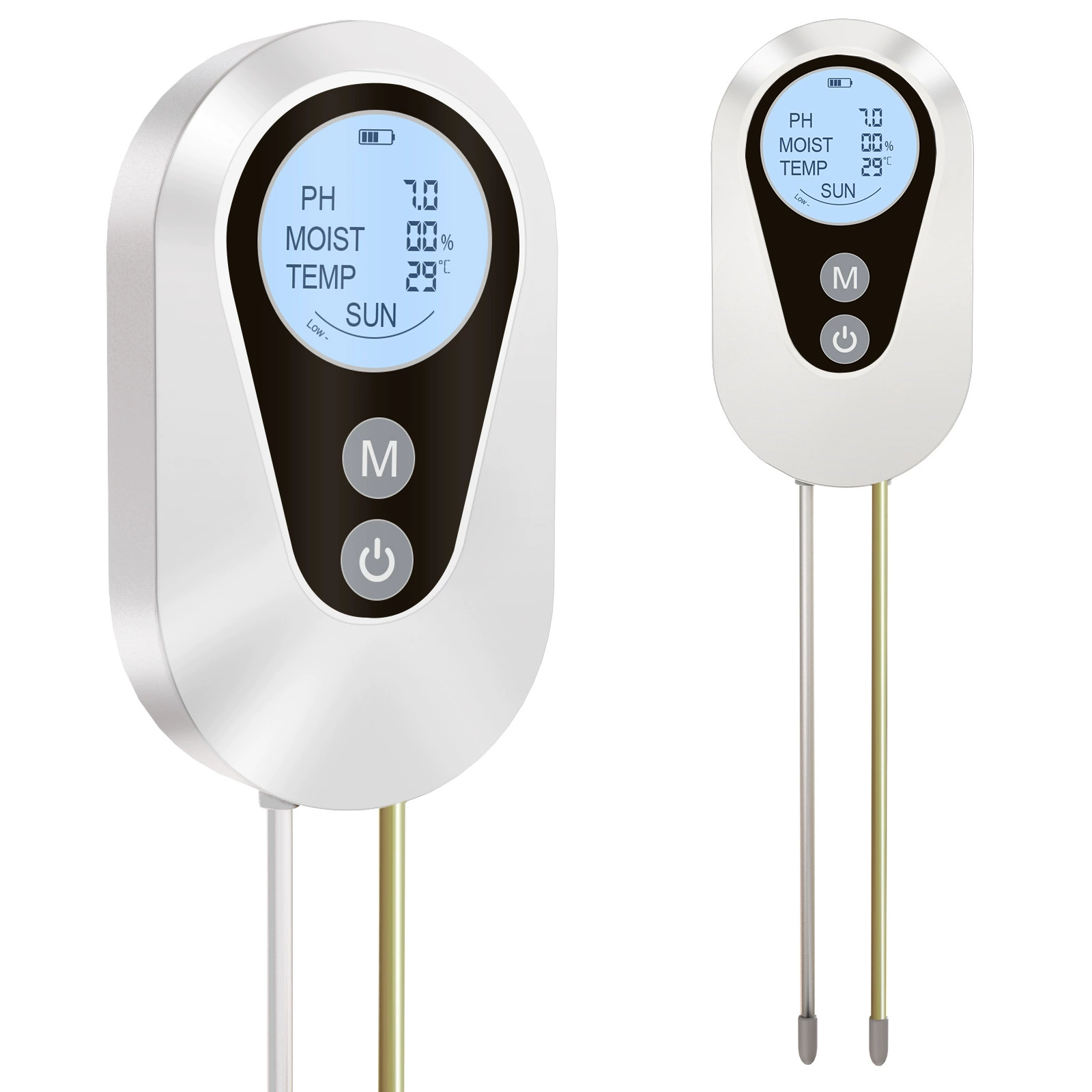 Детектор садовой почвы: определение значения pH, определение влажности, определение температуры, определение силы солнечного света.