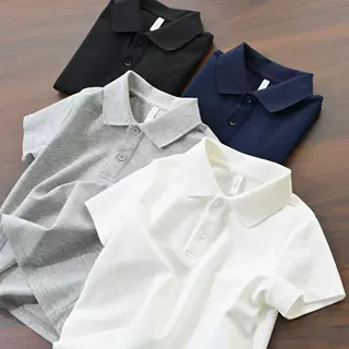 儿童polo衫短袖T恤男童夏季衣服新款黑色翻领女童夏装宽松体恤衫