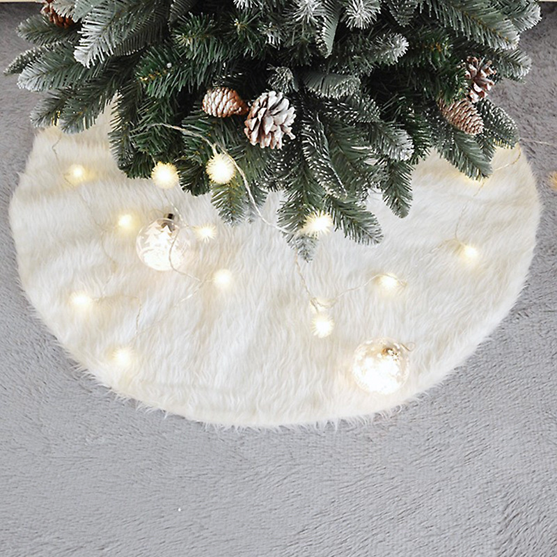 Cross-border hot white plush Christmas tree skirt Christmas decoration Christmas tree bottom decoration accessories apron