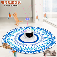 越境新品蓋布猫玩具三合一知能レーザー猫器羽毛猫棒猫電動玩具