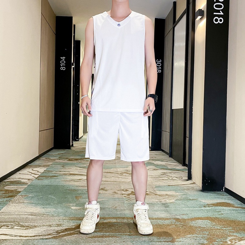 Trajes deportivos casuales para hombres verano nuevo chaleco de hielo sin mangas pantalones cortos chaleco de baloncesto secado rápido grande conjunto de dos piezas image 7