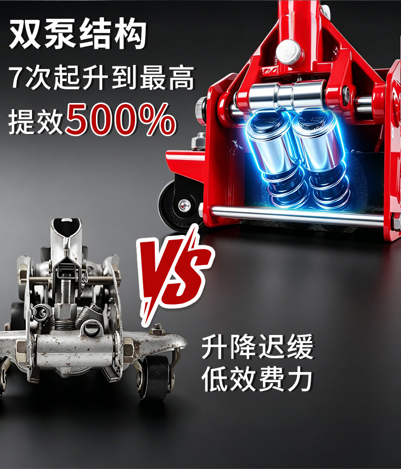 New horizontal hydraulic dual-pump ultra-low-profile 0kg 3-ton car and sports car special auto repair and tire changing tool