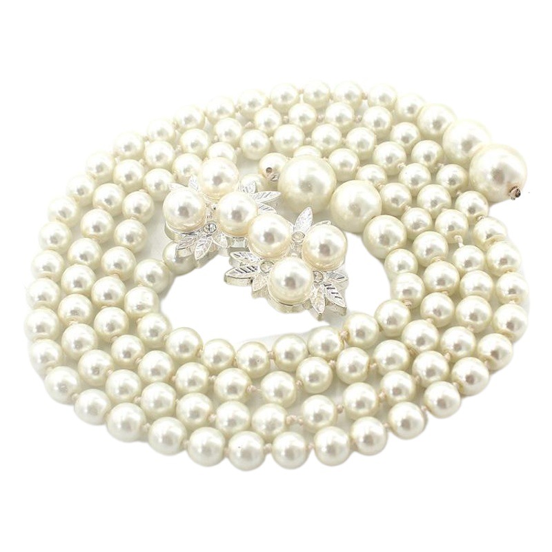 Vestido de arco dulce de estilo coreano para mujer Cadena de cintura de perlas Cinturón fino decorativo de moda para mujer Entrega de nueve piezas