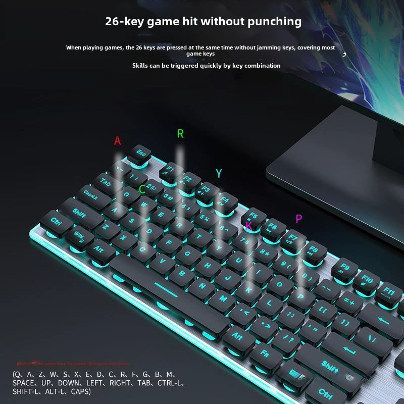 Mute wireless keyboard, mouse, mechanical set, gaming laptop for office, bluetooth