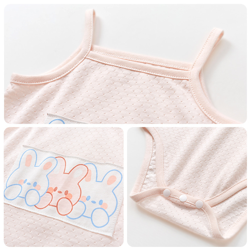 Pelele de bebé de verano, fino, sin mangas, ropa de dormir, conjunto de verano, body triangular unisex para recién nacido, ropa de bebé image 5