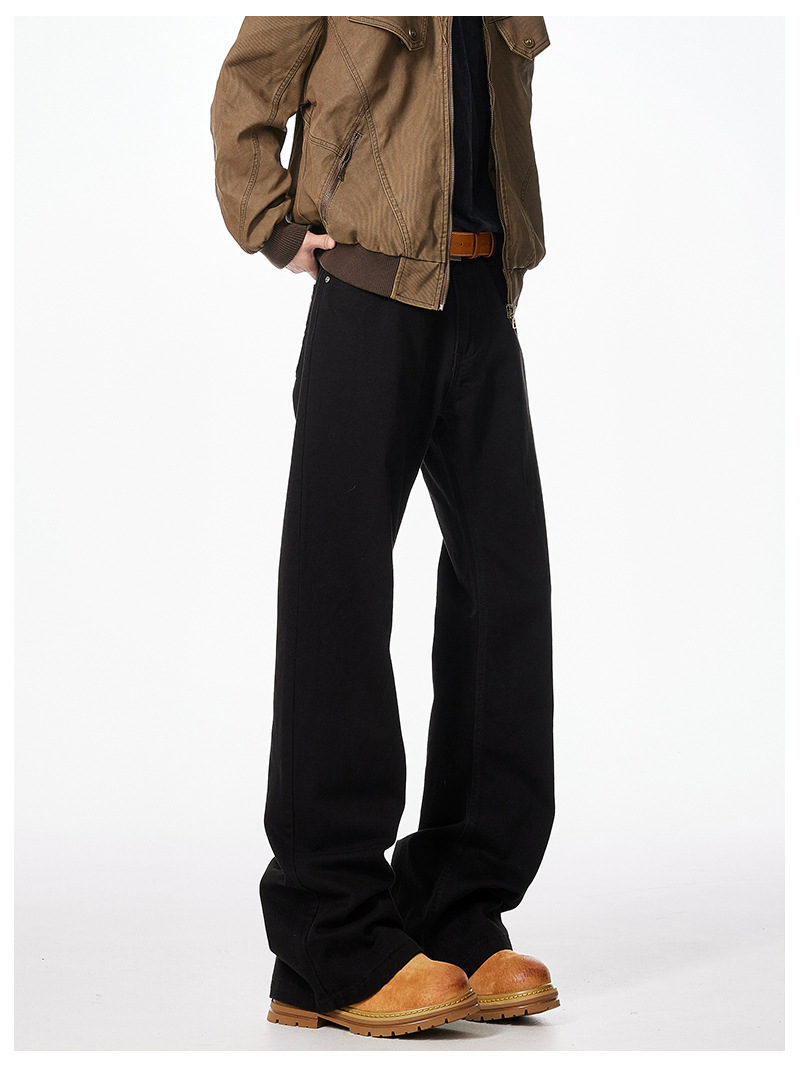 Paris Bootcut Black Scimitar Jeans Men's Spring And Autumn New Loose Cleanfit Micro Straight Pants_viptrois.com