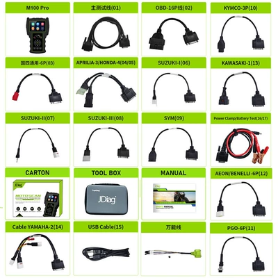 JDiag obd2 Detector Motorcycle Avtomobil diaqnostika alətləri - m100-pro-standard-version