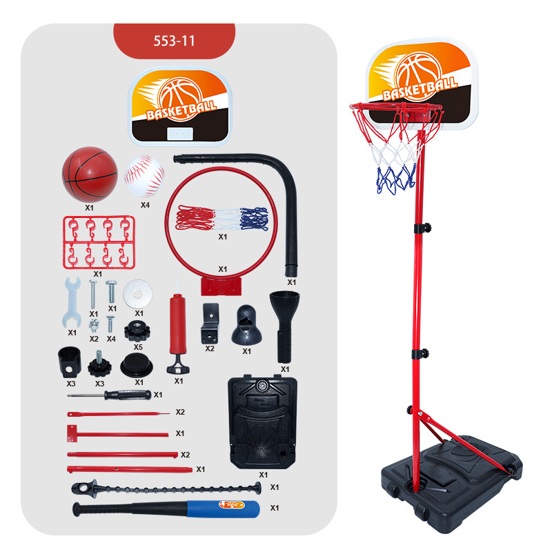 Deportes infantiles 4 en 1 rack de baloncesto indoor y al aire libre juguetes de tiro de béisbol sin perforación rebotes 4 en 1