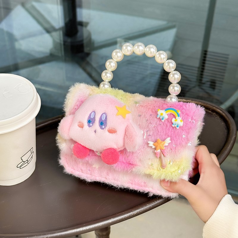 2025 nuevo bolso de niñas de estilo extranjero, bolso de hombro para niños, bolso de peluche, bolso de mano para niñas