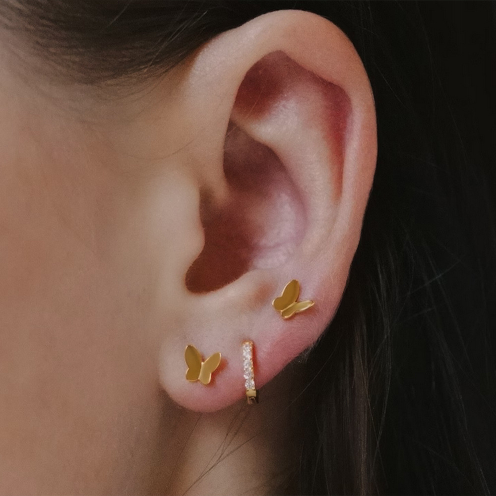 3g Weight Hoop Earrings, Ear Studs Classification 1 Set Quantity Daily Occasion 925 Sterling Silver Material Star, Butterfly Pattern Women's Gender Plating Design Simple Style Style 1 Set 925 Sterling Silver Star Butterfly Hoop Earrings Ear Studs 55