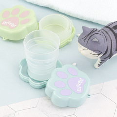 Cute Cat Paw Retractable Folding Cup Creative Cartoon Plastic Cup Portable Travel Mug Jin Ning