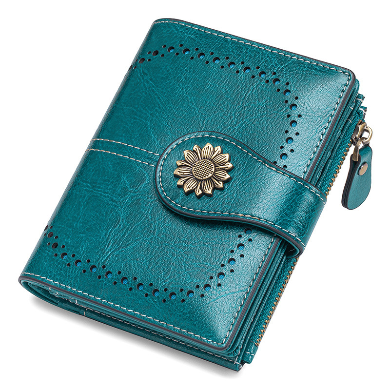 Genuine Leather Short Wallet Women's Rfid Anti-Theft Card Holder Multi-Functional Women's Coin Purse Card Holder European and American Style Wallet Genuine Leather Short Wallet Women's Rfid Anti-Theft Card Holder Multi-Functional Women's Coin Purse Card Holder European and American Style Wallet