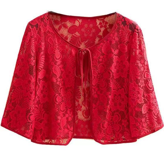 Summer Thin Lace Small Shawl Lace-up Bow Western Style Sunscreen Fashion All-match Short Coat Cardigan