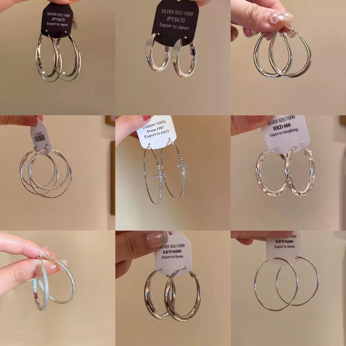 Autumn and Winter Versatile Plain Hoop Earrings Collection ~ Cool Trendy Fashion High-End Hoop Earrings That Make the Face Look Slimmer and Elegant Hoop Earrings