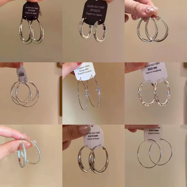 Autumn and Winter Versatile Plain Hoop Earrings Collection ~ Cool Trendy Fashion High-End Hoop Earrings That Make the Face Look Slimmer and Elegant Hoop Earrings
