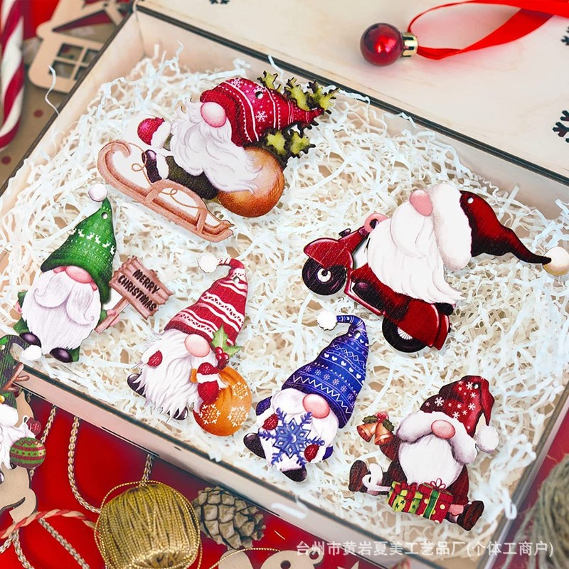 国境を越えた人気のクリスマスドワーフ木製クリスマスツリー装飾ペンダント冬クリエイティブパーティーパーティー木製ペンダント|undefined