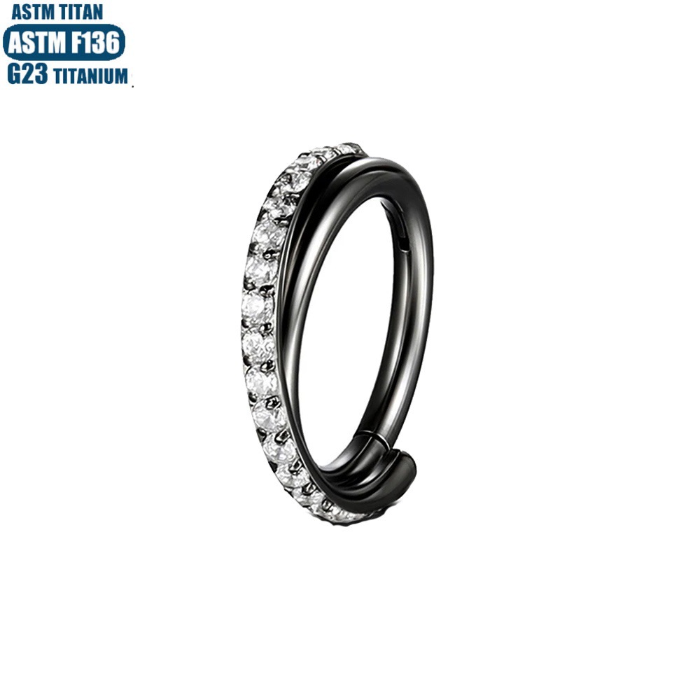F136 Titanium Alloy Implant-Grade Nose Ring Zircon Earrings Seamless Ring Nose Ring Fashion Jewelry Septum Piercing Ear Bone Ring detail image 29