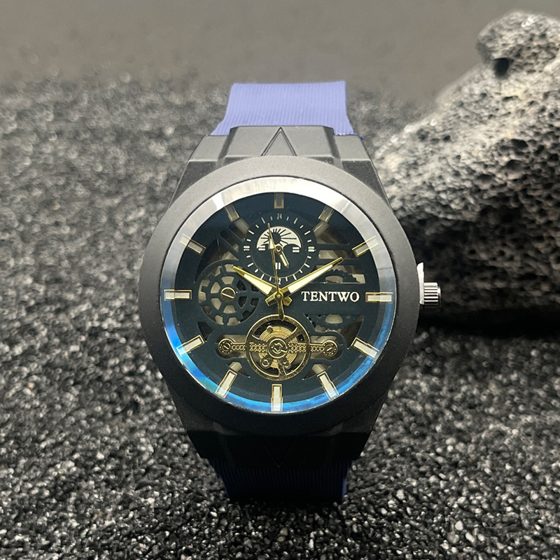 Round Dial Shape Casual Solid Color Buckle Quartz Watch Men's Watches