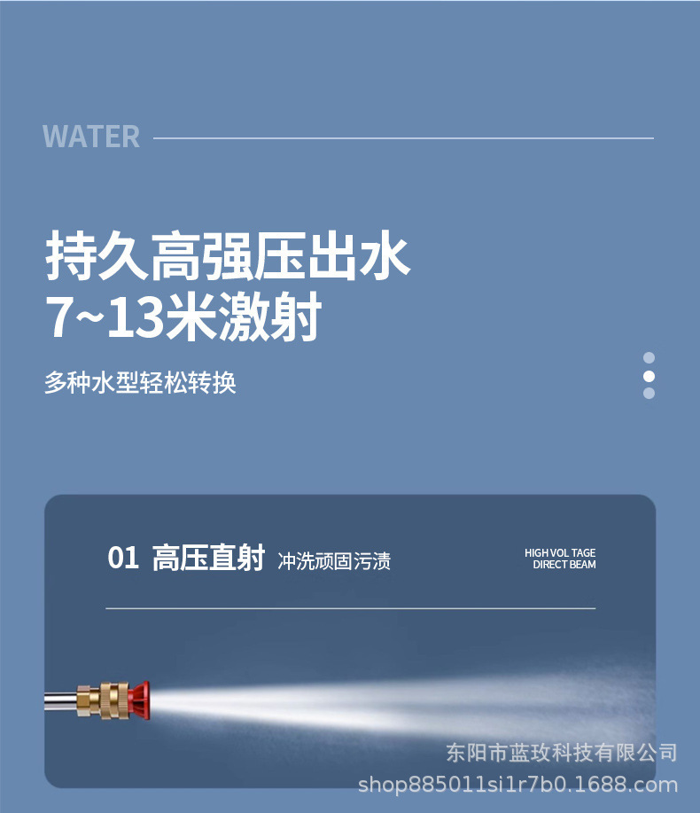 Wireless Lithium Battery Car Wash Gun Portable High-Pressure Car Washer Home and Car Rechargeable Cleaning Water Gun
