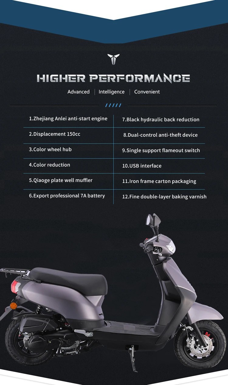 New Year's Affordable and High-Quality Export Gog Hot-Selling 125Cc Adult Two-Wheeled Scooter Fuel Batch