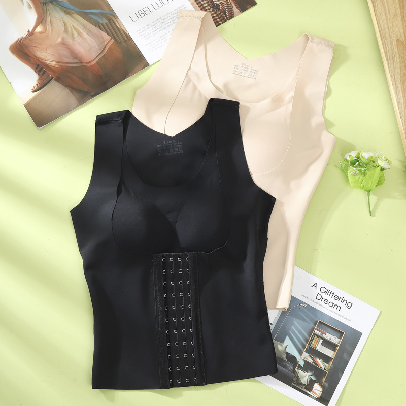 Long Waist-Cinching and Tummy-Tightening Intimates for Women, Invisible Posture Correction, No Rims, Ice Silk Women's Shapewear, Push-Up Bra