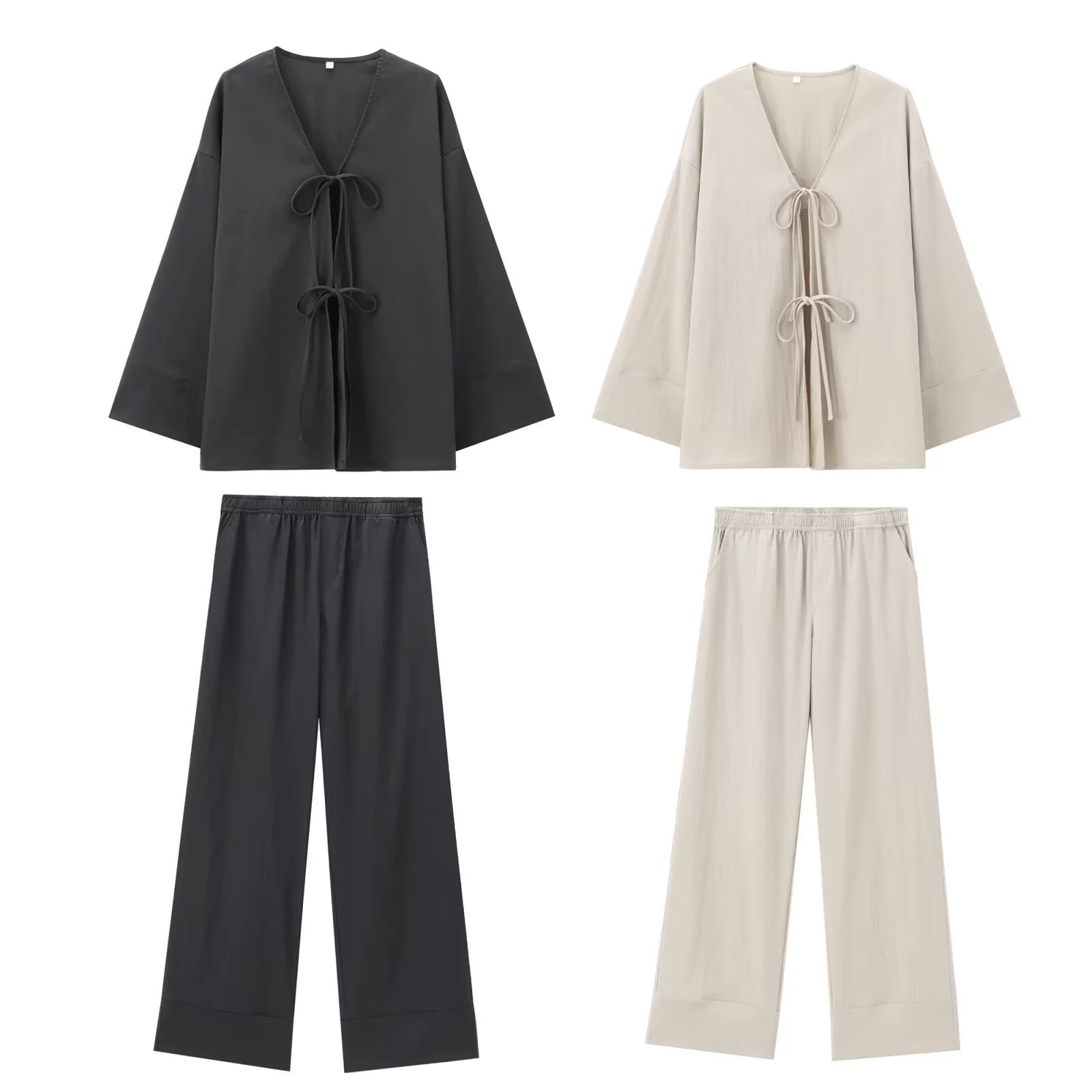 PB & ZA Женская 2024 осень новый текстура кимоно рубашка повседневные брюки 5427754 5427502