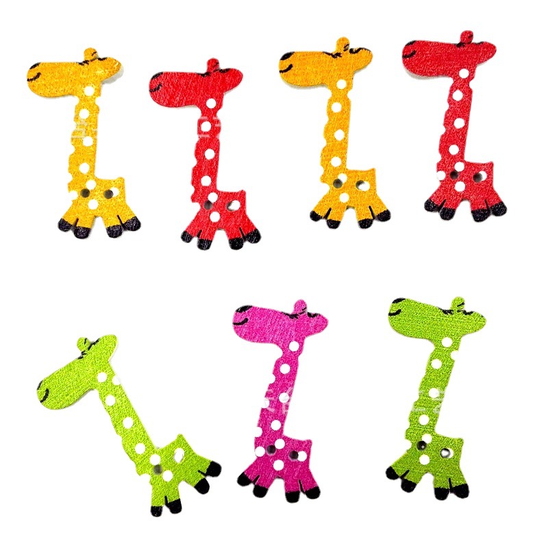 40mm alto botón de bricolaje dibujos animados jirafa hermosa decoración niños hechos a mano 50 piezas por paquete lindo