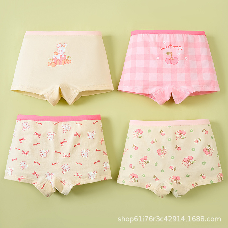 Cross-Border 2025 Girls' Antibacterial Underwear Children's Cotton Boxer Shorts Baby Girls Summer Thin Style