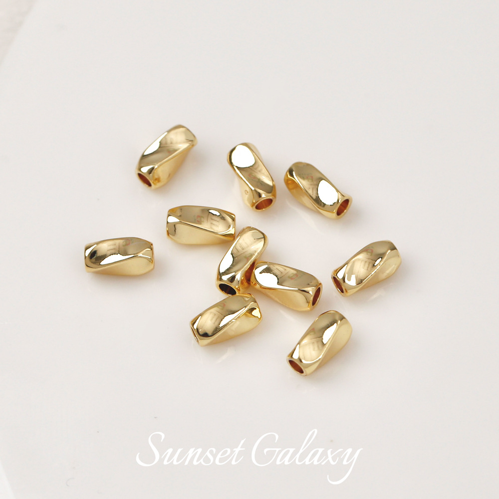 18k gold color retaining hexagonal lantern beads twisted tube beads loose beads handmade DIY string bracelet necklace jewelry accessories