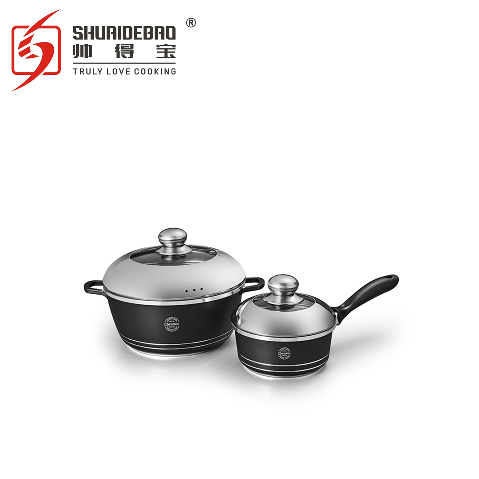 Fábrica de comercio exterior Exportación combinación cubierta de pintura de mármol presión general de aluminio fundido a presión olla de sopa conjunto de 10 piezas