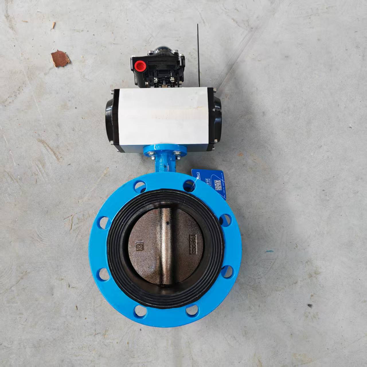 气动法兰蝶阀快速切断D641X-16Q污水软密封球墨铸铁DN100 125 150