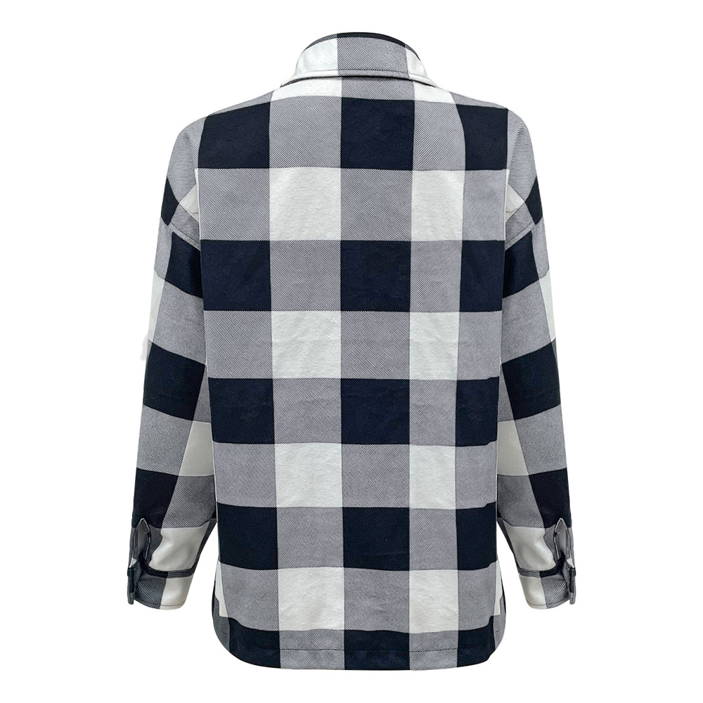 Casual Plaid Printed Long-Sleeved Shirt Jacket NSKX108713