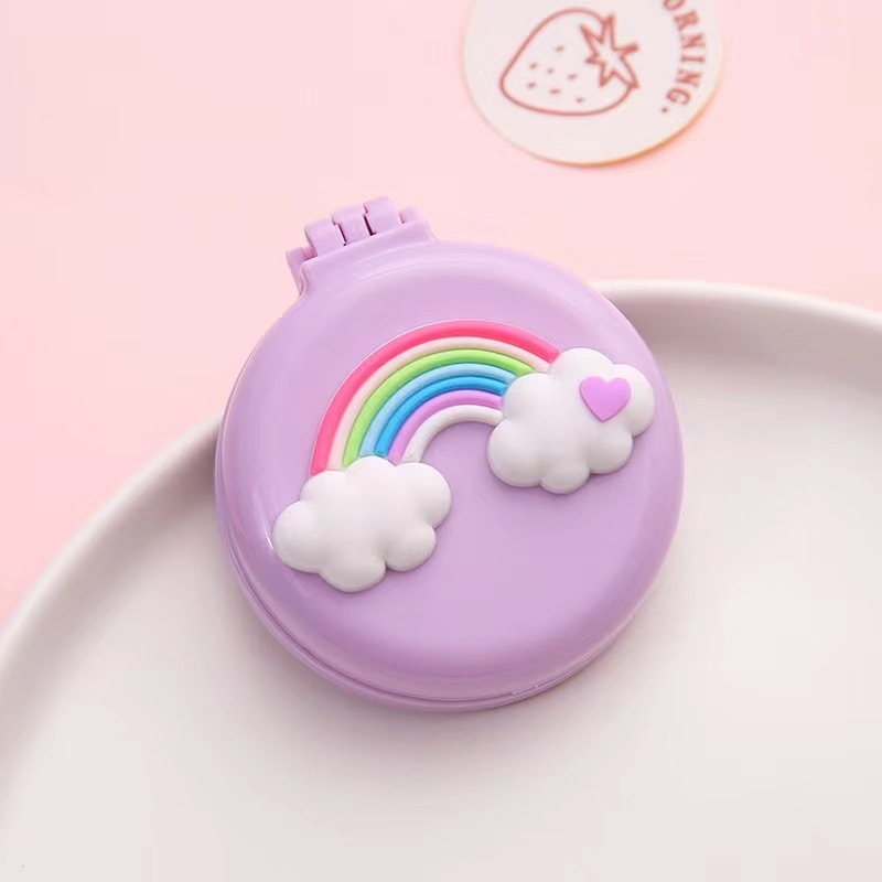 Lindo pequeño espejo portátil mini cojín de aire peine chica plegable bolsa de aire peine de masaje peine espejo integrado