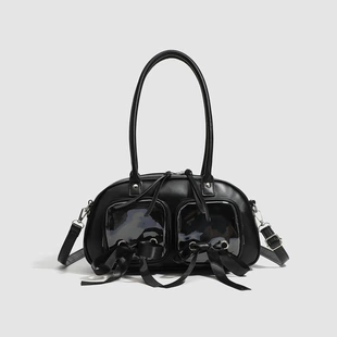 Pillow with bow, capacious purse, one-shoulder bag