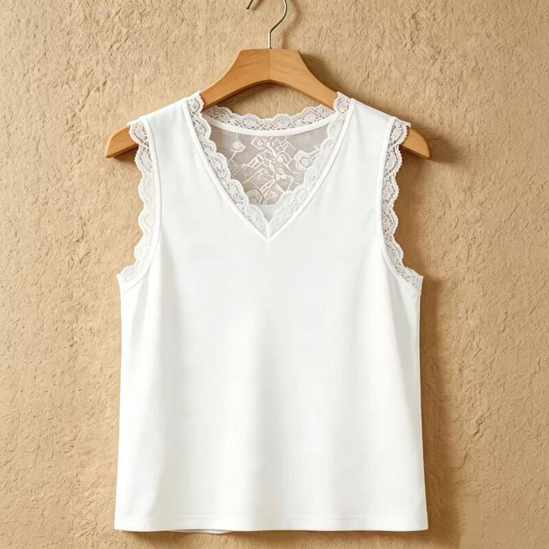 Spring and Summer Light Luxury Sleeveless Vest Suit for Women, Suitable for Commuting, V-Neck Lace Slimming Versatile Camisole Base Layer Spring and Summer Light Luxury Sleeveless Vest Suit for Women, Suitable for Commuting, V-Neck Lace Slimming Versatile Camisole Base Layer