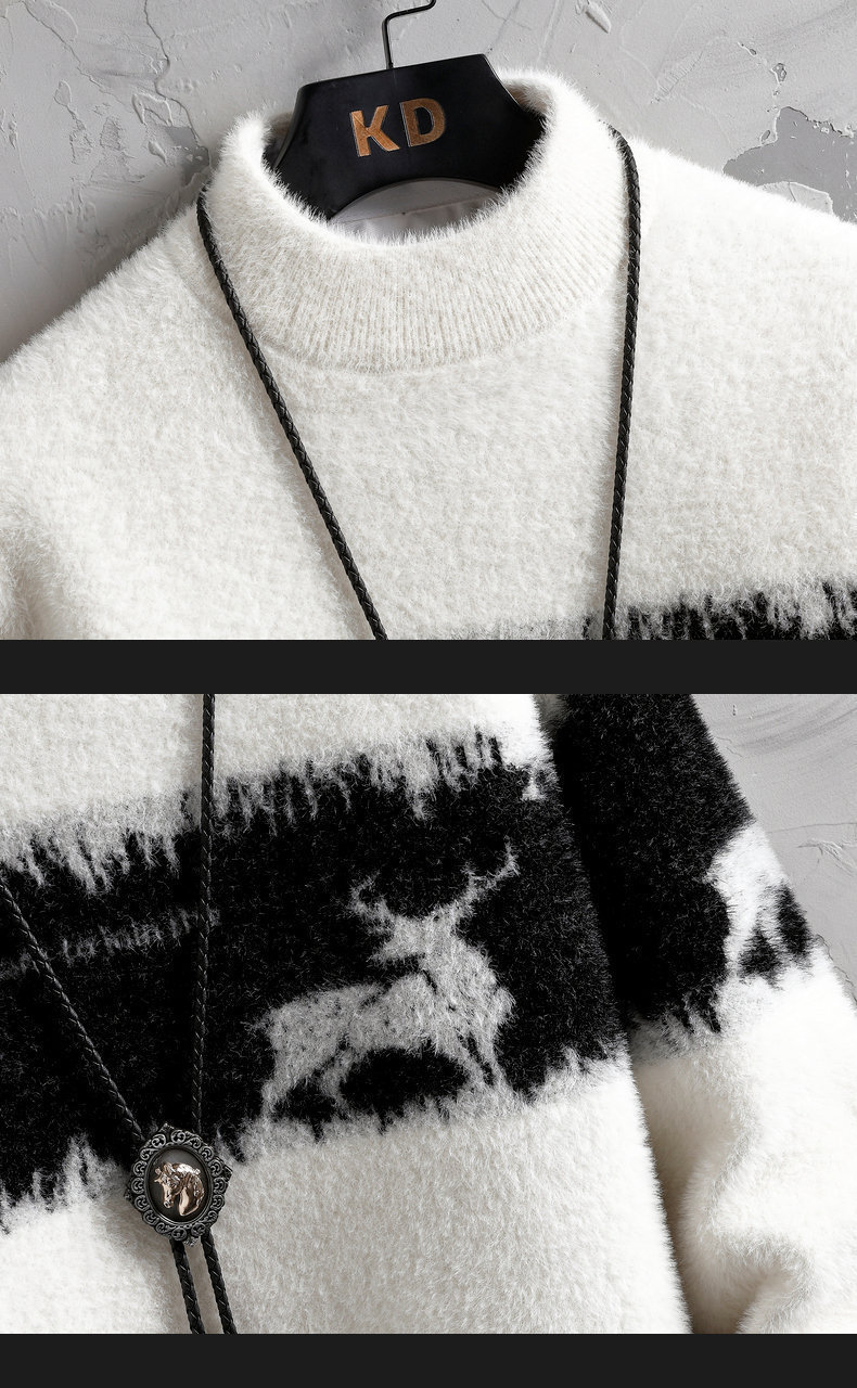 Maglione da uomo in finto cashmere color-block – Pullover invernale semi-dolcevita per abbigliamento casual e a strati_voghion.com