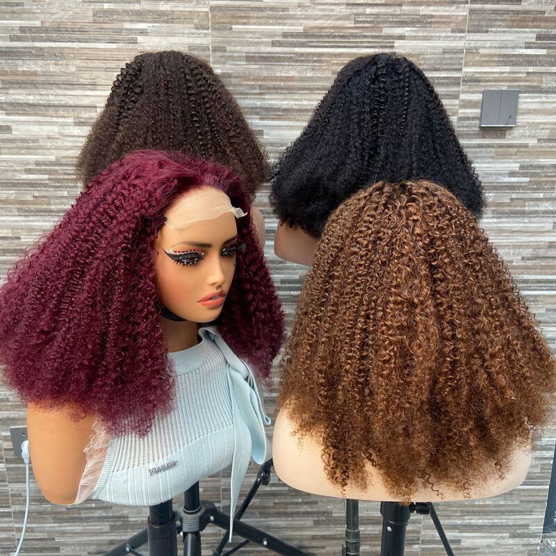 Wig Cross-Border 5X5 Lace Afro Kinky Curly Small Curly Human Hair Wig Hair Wig