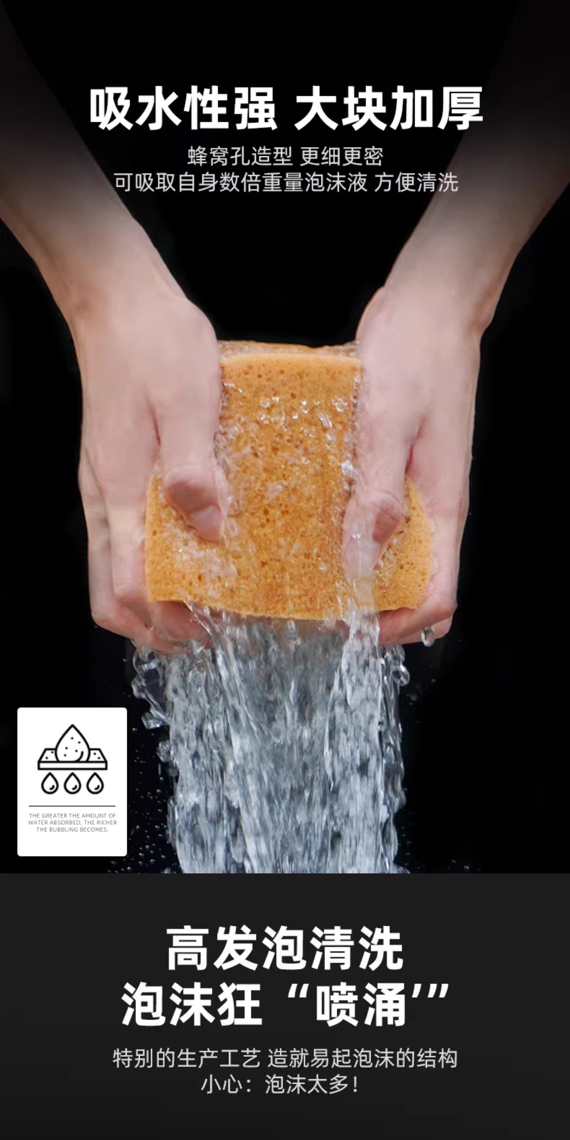 Turtle Wax Car Wash Sponge, Large Foam Block for Car Cleaning, Does Not Damage Car Paint, Absorbs Water, Glass Cleaning Tool