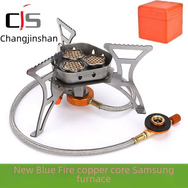 New Blue Fire Copper Core Samsung Oven Camping Oven Portable Folding Windproof Oven Picnic Three-head Oven Three-core Oven Cartridge Oven